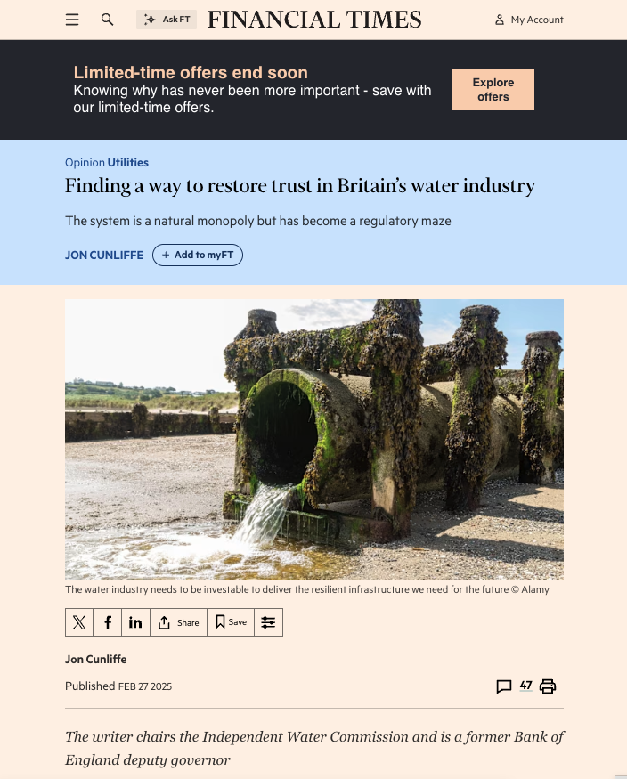 FT — water industry trust